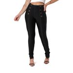 CALÇA SKINNY PESPONTO E BOTÕES - PRETO