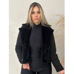 JAQUETA DE PELO CURTA PEDRA DA LUA - preto/suede