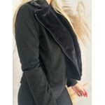JAQUETA DE PELO CURTA PEDRA DA LUA - preto/suede