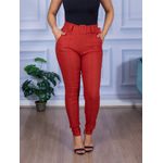 Calça Feminina Skinny Alfaiataria com Cinto Telha