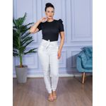 Calça Feminina Skinny Alfaiataria com Amarração Branca