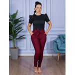 Calça Feminina Skinny Alfaiataria com Amarração Bordô