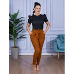 Calça Feminina Skinny Alfaiataria com Amarração Caramelo