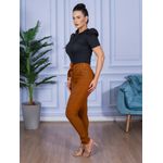 Calça Feminina Skinny Alfaiataria com Amarração Caramelo