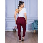 Calça Feminina Skinny Alfaiataria sem Cinto Bordô