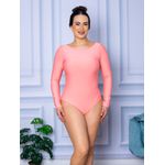 Body Feminino Manga Longa Aberta Rosa