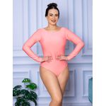 Body Feminino Manga Longa Aberta Rosa