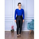 Body Feminino Manga Longa Fechada Azul Royal