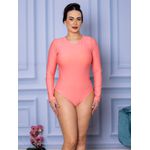 Body Feminino Manga Longa Fechada Rosa