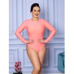 Body Feminino Manga Longa Fechada Rosa