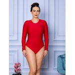 Body Feminino Manga Longa Fechada Vermelho