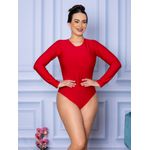 Body Feminino Manga Longa Fechada Vermelho