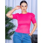 Camiseta Feminina Canelada Manga Princesa Pink