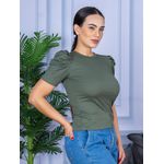 Camiseta Feminina Canelada Manga Princesa Verde