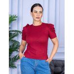 Camiseta Feminina Canelada Manga Princesa Bordo
