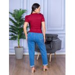 Camiseta Feminina Canelada Manga Princesa Bordo