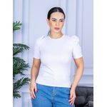 Camiseta Feminina Canelada Manga Princesa Branco