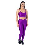 Conjunto de Academia Calça Legging 3D Cós Cruzado + Top Alça Roxo