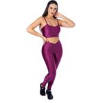 Conjunto de Academia Calça Legging 3D Cós Cruzado + Top Alça Marsala