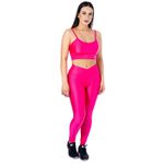 Conjunto de Academia Calça Legging 3D Cós Cruzado + Top Alça Pink