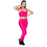 Conjunto de Academia Calça Legging 3D Cós Cruzado + Top Alça Pink