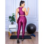 Conjunto Fitness Calça Legging 3D Cós Cruzado + Top Nadador Marsala