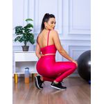 Conjunto de Academia Calça Legging 3D Cós Cruzado + Top Alça Pink