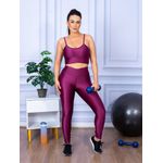 Conjunto de Academia Calça Legging 3D Cós Cruzado + Top Alça Marsala