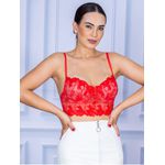 Top Cropped Rendinha Alcinha Vermelho