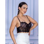 Top Cropped Rendinha Alcinha Preto