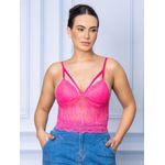 Top Cropped Renda Rosa Pink