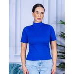 Camiseta Gola Alta Manga Curta Canelada Royal