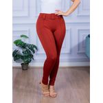 Calça Skinny Jacquard com Cinto Telha