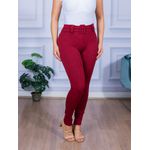 Calça Skinny Jacquard com Cinto Bordô