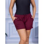 Short Canelado com Bolso Marsala
