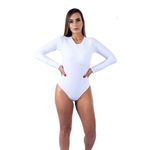 Body Feminino Manga Longa Fechada Branco