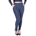 Calça Legging Xadrez Skinny Grossa Jacquard Chumbo