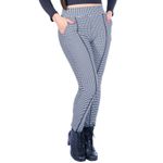 Calça Legging Xadrez Skinny Grossa Jacquard Preto e Branco