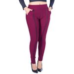 Calça Legging Xadrez Skinny Grossa Jacquard Vinho