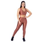 Calça Legging Fitness Cirre 3D Cós Cruzado Bronze