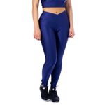 Calça Legging Fitness Cirre 3D Cós Cruzado Azul Marinho