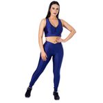 Calça Legging Fitness Cirre 3D Cós Cruzado Azul Marinho