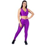 Calça Legging Fitness Cirre 3D Cós Cruzado Roxo Uva