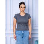 Camiseta Canelada Básica Cinza