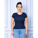 Camiseta Canelada Básica Azul Marinho