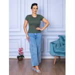 Camiseta Canelada Básica Verde Militar