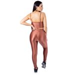 Conjunto de Academia Calça Legging 3D Cós Cruzado + Top Alça Bronze