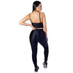 Conjunto de Academia Calça Legging 3D Cós Cruzado + Top Alça Preto