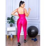 Conjunto Fitness Calça Legging 3D Cós Reto + Top Alça Pink