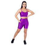 Conjunto Shorts 3D com Bolso + Top Alça Roxo